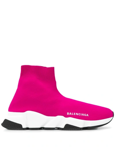 Balenciaga Speed Stretch-knit High-top Trainers In Fuchsia