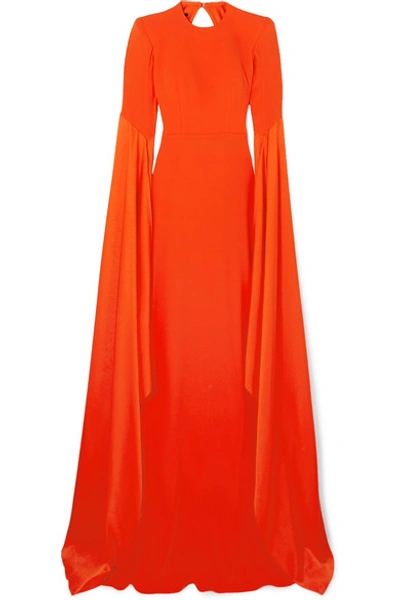 Alex Perry Abigail Open-back Crepe Gown In Tomato Red