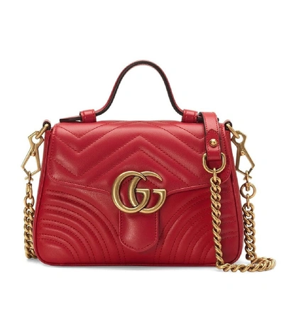 Gucci Gg Marmont Mini Top Handle Bag In Red