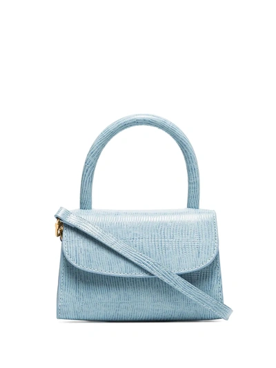 By Far Mini Crocodile-effect Leather Bag In Blue