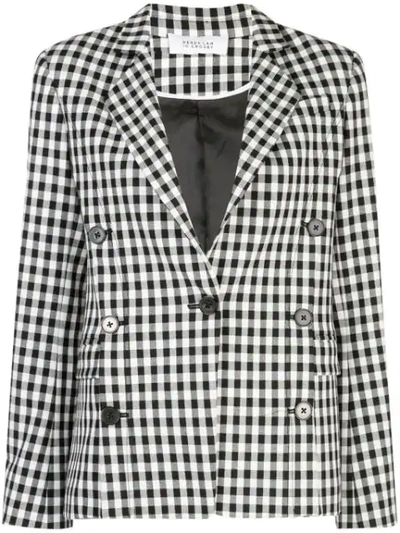 Derek Lam 10 Crosby Double-breasted Gingham Blazer In Black White