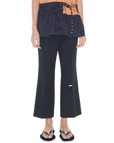 Tibi Cropped Mid-rise Boot-cut Pants In Black