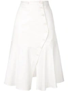 Tibi Dominic Twill Flare Midi Skirt In White