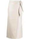 Nanushka Amas Vegan Leather Wrap Skirt In Cream