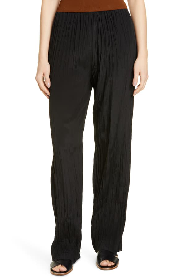 Vince Crinkle Pull-on Pants In Black | ModeSens