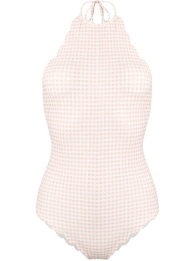 Marysia Mott Scalloped Gingham One-piece Swimsuit In Midi Lemon