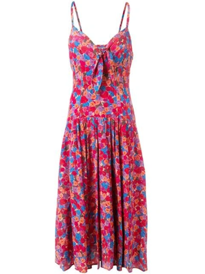 Lhd Floral Print Strappy Midi Dress In Red