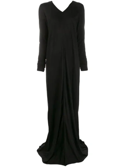 Rick Owens Long-sleeved Maxi Dress In Black