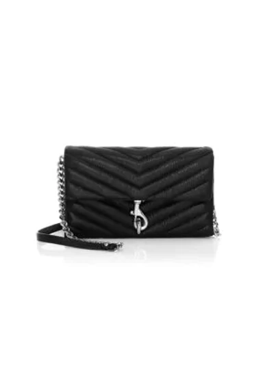 Rebecca Minkoff Edie Quilted Leather Wallet-on-chain In Black
