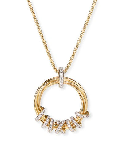David Yurman Helena 18k Round Diamond Pendant Necklace