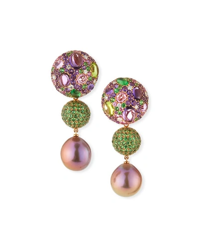 Margot Mckinney Jewelry One-of-a-kind 18k Pink Pearl & Mixed-stone Drop Earrings