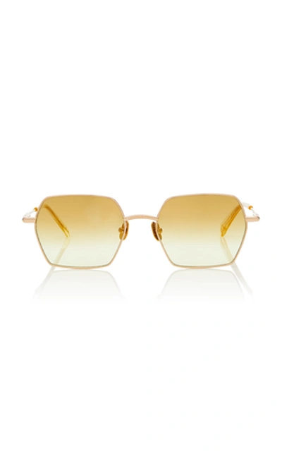 Peter And May Moon Square-frame Titanium Sunglasses In Yellow