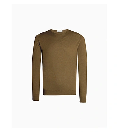 John Smedley Lundy Wool Jumper In Khaki