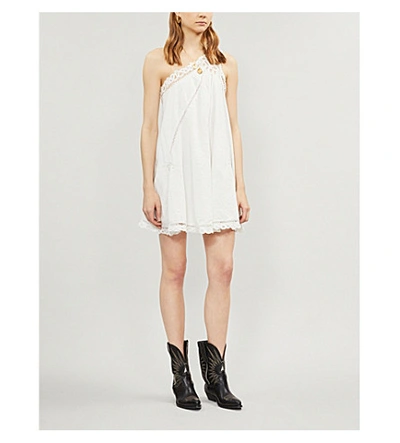 Free People Billie Battenburg One shoulder Cotton Mini Dress In Ivory ModeSens