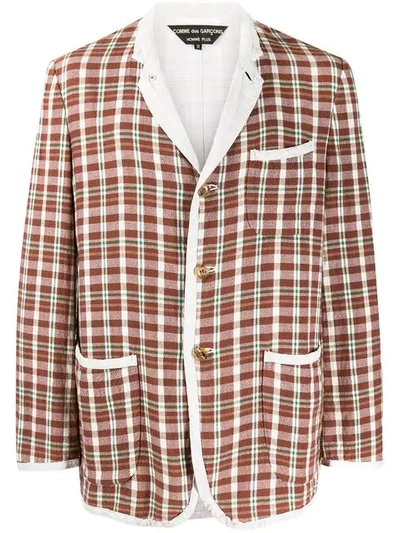 Pre-owned Comme Des Garçons 2000's Checked Slim Jacket In Brown