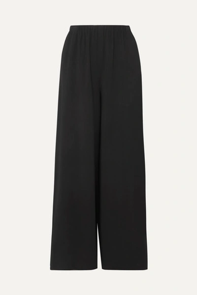 The Row Attie Cotton-sateen Wide-leg Trousers In Black