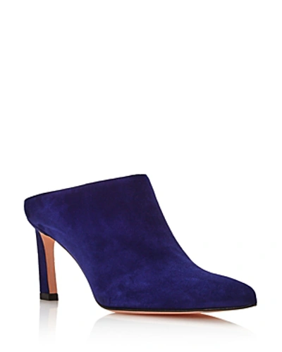 Stuart Weitzman Women's Mira Pointed Toe High-heel Mules In Maritime Suede