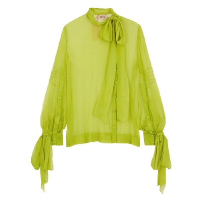 N°21 Lime Sheer Silk Georgette Blouse In Green