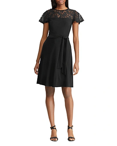 Ralph Lauren Lace-inset Dress In Black