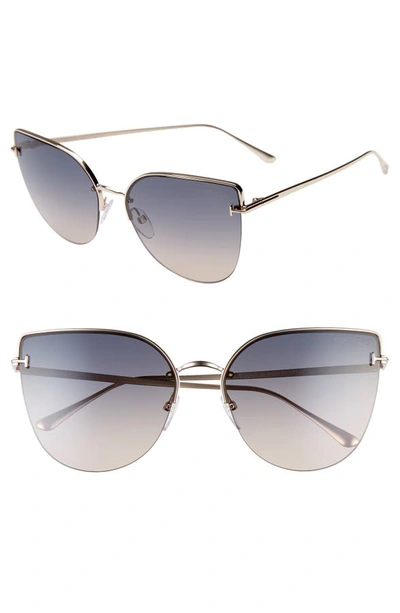 Tom Ford Ingrid Gradient Butterfly Sunglasses In Rose Gold/ Grey To Ochre