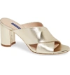 Stuart Weitzman Women's Galene Block Heel Sandals In Platino Metallic Nappa