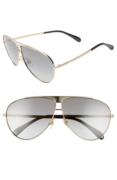 Givenchy 66mm Aviator Sunglasses In Gold/ Grey