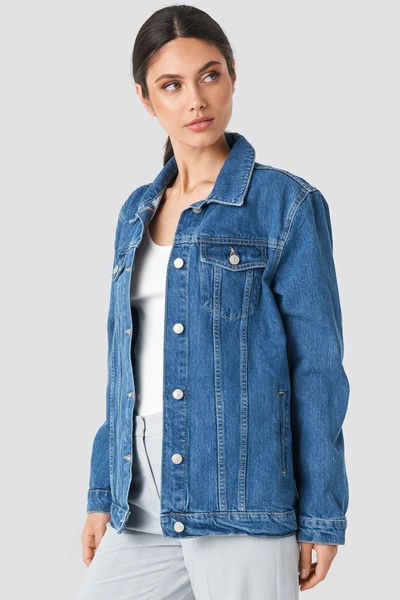 Trendyol Yol Oversized Denim Jacket Blue