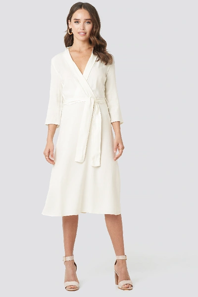 Na-kd Belted Wrap Midi Dress - White In Offwhite