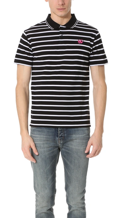 Mcq By Alexander Mcqueen Slim-fit Striped Cotton-piqué Polo Shirt In Black