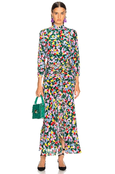 lucie midi dress rixo Lucie lace-trimmed embroidered crepe de chine midi dress - blue