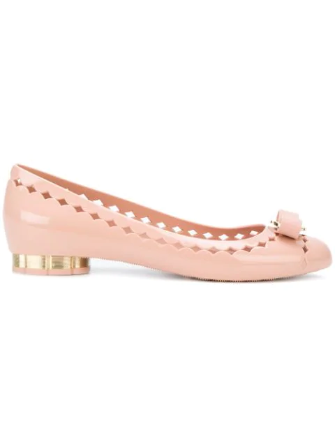 flower heel jelly ballet flat