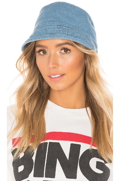 Hat Attack Washed Cotton Bucket Hat In Blue. In Light Denim