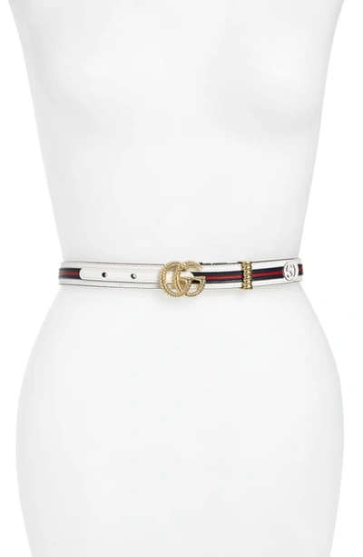 Gucci Gg Marmont Leather Stripe Belt In Red