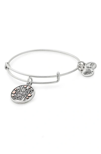 Alex And Ani Always In My Heart Adjustable Wire Bangle In Silver