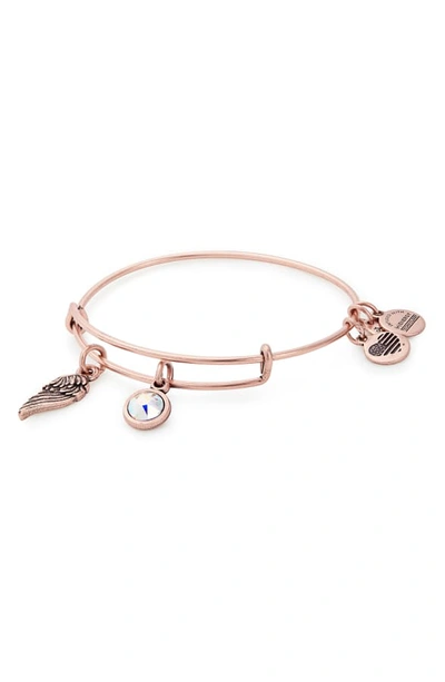 Alex And Ani Love Duo Adjustable Wire Bangle In Rose Gold