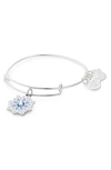 Alex And Ani Water Lily Adjustable Wire Bangle In Silver