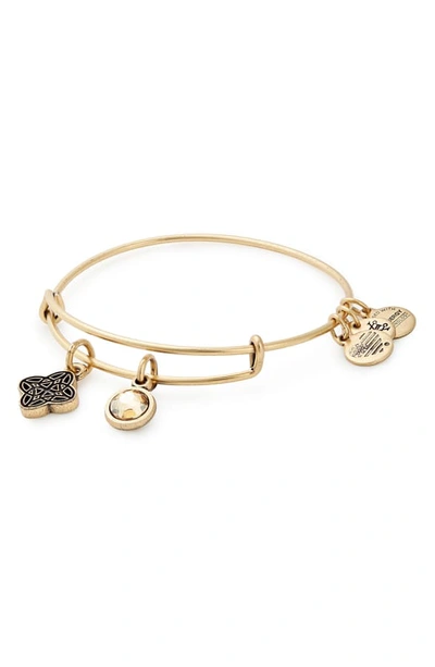 Alex And Ani Wisdom Duo Adjustable Wire Bangle In Gold