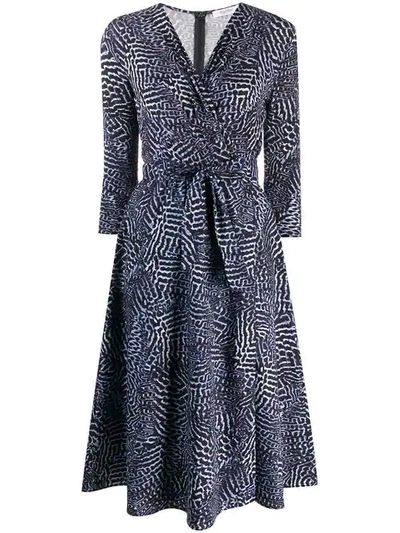 Max Mara Geometric Pattern Wrap Dress - Blue