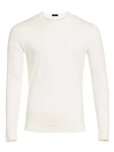 Saks Fifth Avenue Collection Double Crewneck Long-sleeve Tee In White