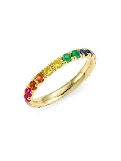 Sydney Evan 14k Yellow Gold & Rainbow Gemstone Large Eternity Ring
