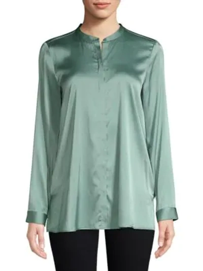 Eileen Fisher Silk-blend Shirt In Elm