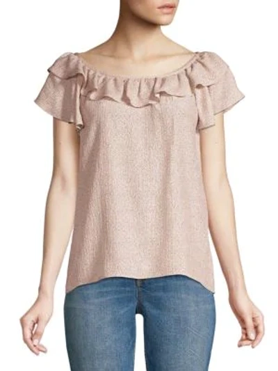 Rebecca Taylor Dotted Silk Top In Parfait
