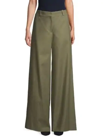 Oscar De La Renta Wide Leg Trousers In Olive