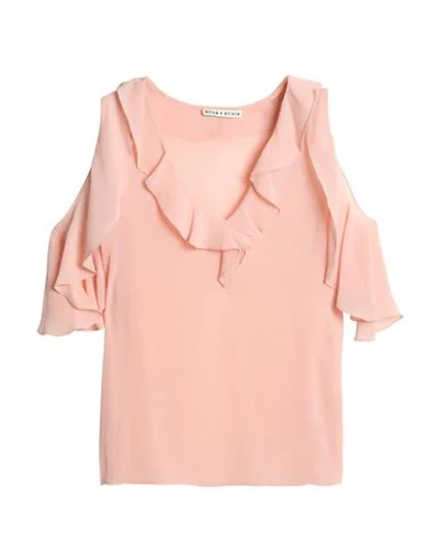 Alice And Olivia Gia Ruffle Blouse In Pink