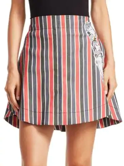 Carven Striped Patch Mini Skirt In Red Multi