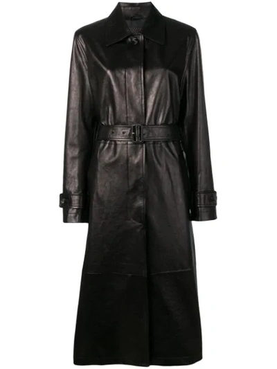 Bottega Veneta Leather Trench Coat In Brown