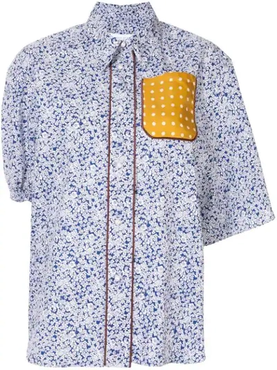 Walk Of Shame Floral Print Shirt In Blue