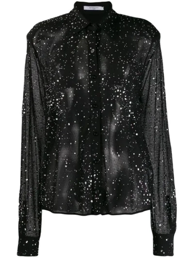 Givenchy Crystal-embellished Lace Shirt In Black