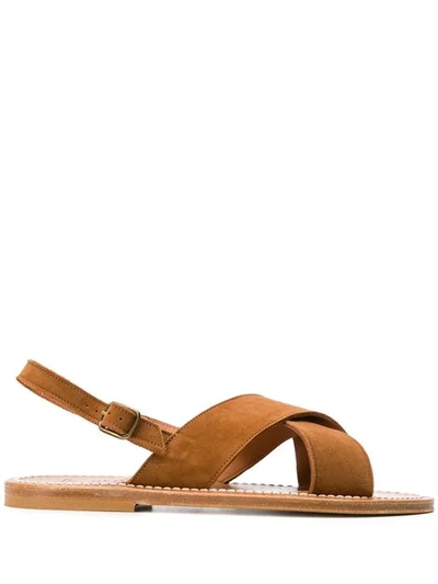 Kjacques Cross Strap Sandals In Brown