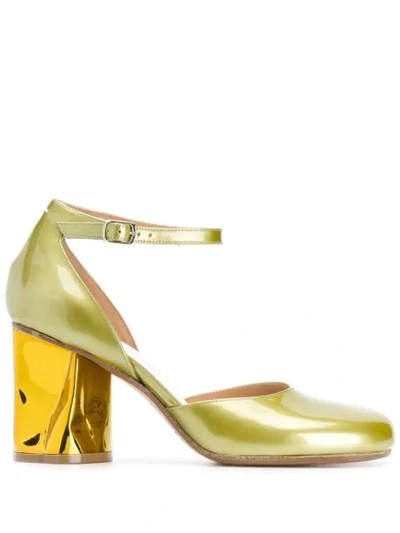 Maison Margiela Metallic Block Heel Pumps In Green